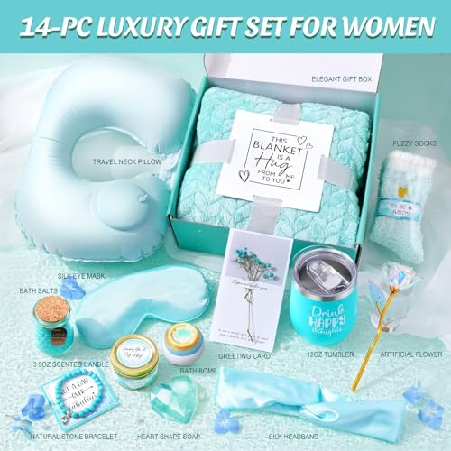 LUCOTIYA Self Care Gift Basket with Blanket for Women B366271