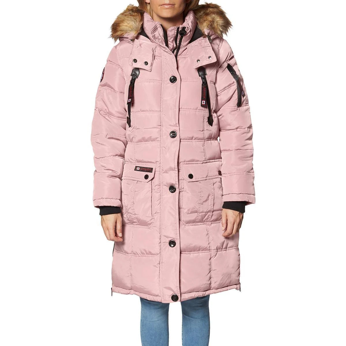 Canada Weather Gear Womens Faux Fur Heavyweight Puffer Coat, Dusty Rose