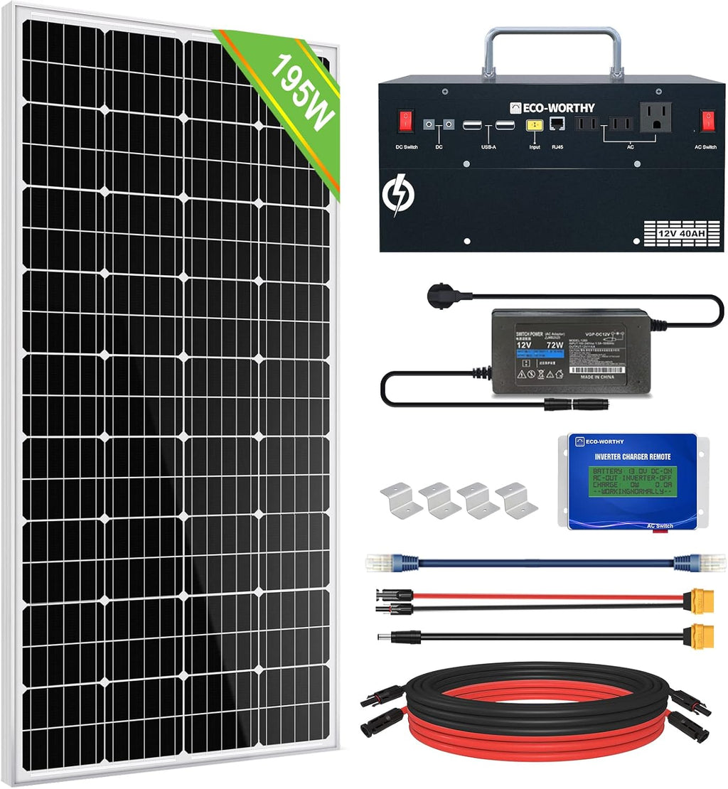 ECO-WORTHY 400W 1.6KWH Complete Solar Power System for RV Camper Marine Emergency J81841