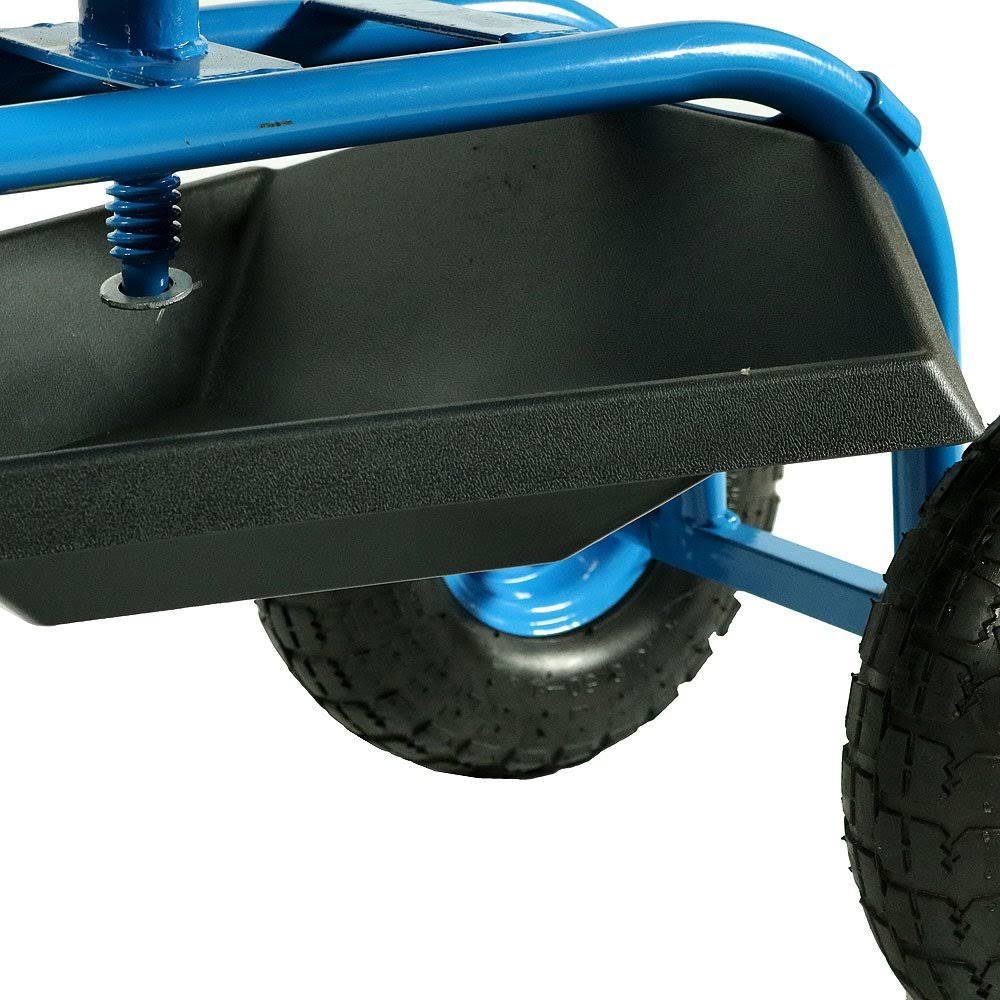 Sunnydaze Blue Rolling Garden Cart with Extendable Handle, Swivel Seat L6136