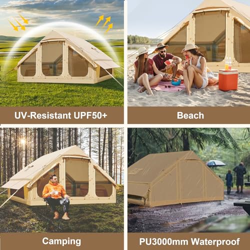 Inflatable Camping Tent with Hand Pump, Waterproof Oxford, 4-6 Person P40923
