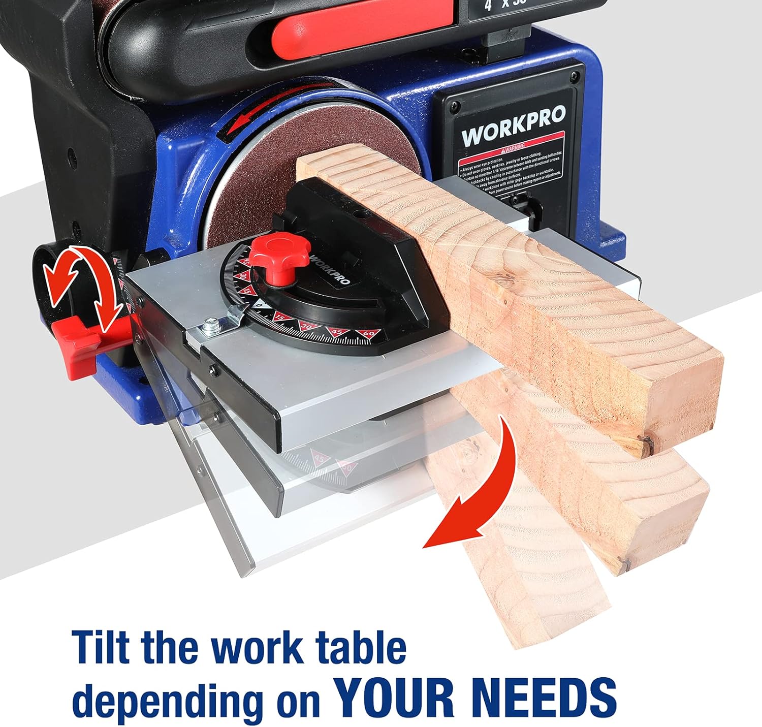 WORKPRO Belt Disc Sander, 4 x 36 in. Belt & 6 in. Disc, Cast Iron Base A41660