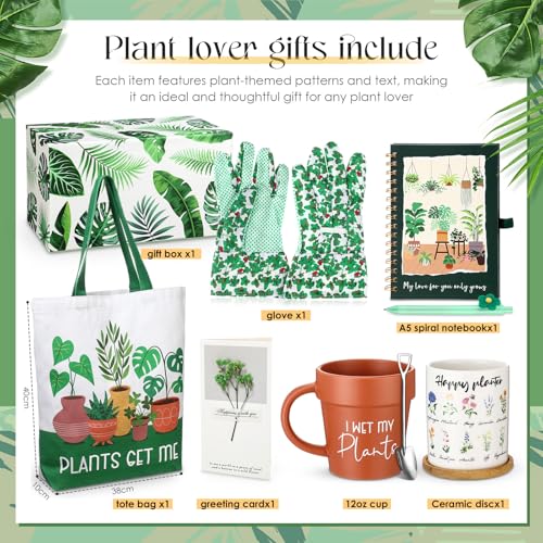Plant Lover Mother's Day Gift for Women, Plant Gift Box with Mug, Tote Bag, Journal, Pot, Card, Gloves, and Pen I179