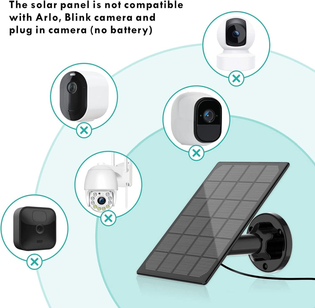 Solar Panel for Wireless Outdoor Security Camera, 5V Rechargeable, Continuous Power (No Camera) T639153