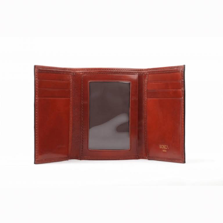 Bosca Old Leather Double ID Trifold Wallet Dark Brown G3015