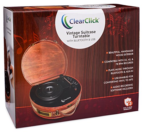 ClearClick Vintage Suitcase Turntable with Bluetooth & USB C79689