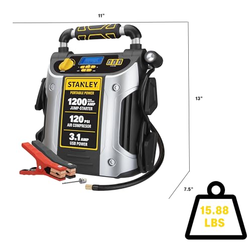 Stanlety J5C09D 1200 Peak Amp Jump Starter with Air Compressor W9438