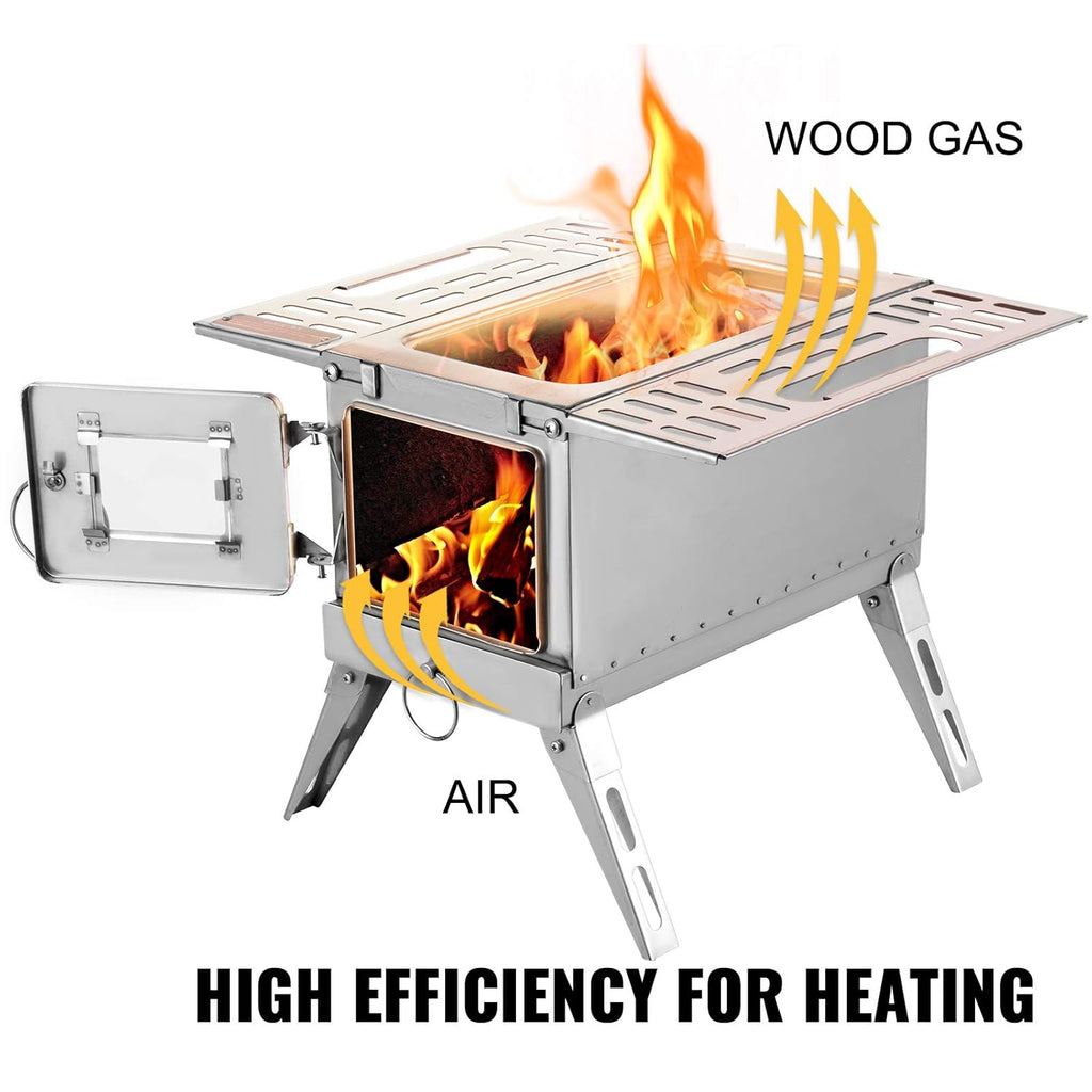 Happybuy Tent Wood Stove 304 Stainless Steel Portable Camping Stove X43082