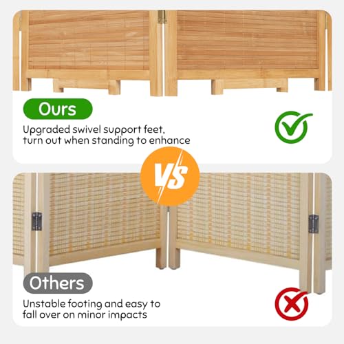 Bamboo Room Divider Folding Privacy Screen 4 Panel Brown R433280