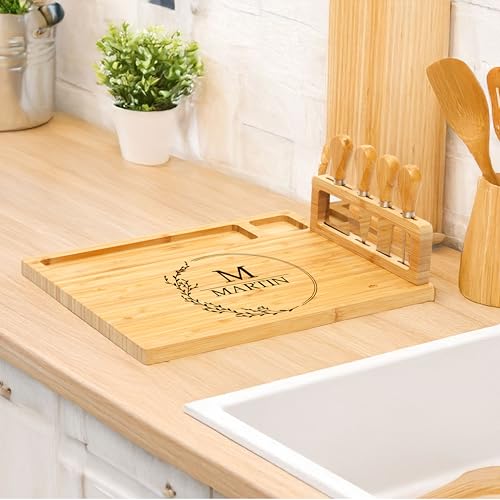 Personalized Charcuterie Board, Custom Bamboo Engraved Cheese Board S586772