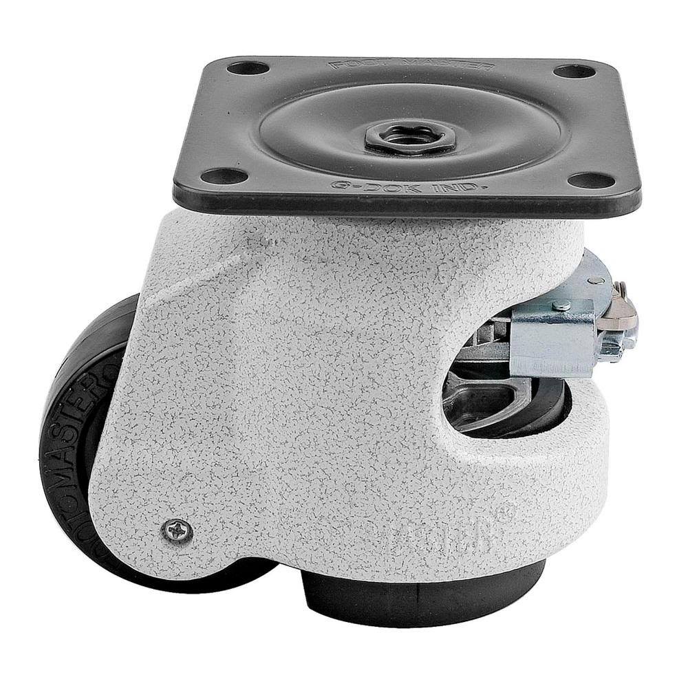 Foot Master Swivel Plate Ratchet Leveling Caster GDR-80F - 1100 lb. - 50mm Dia. Nylon Wheel