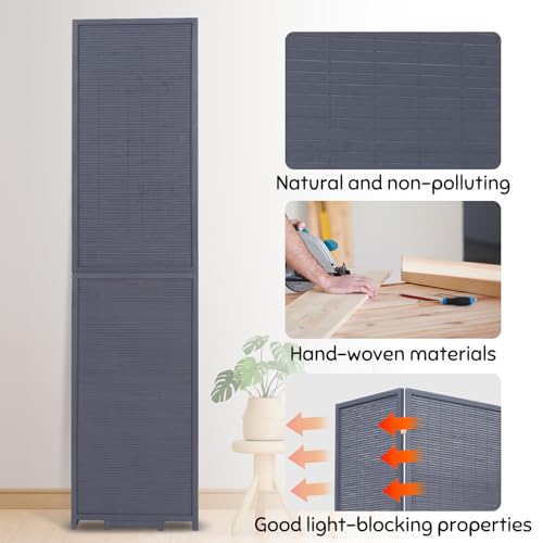 Bamboo Room Divider Folding Privacy Screen 4 Panel Brown R433280