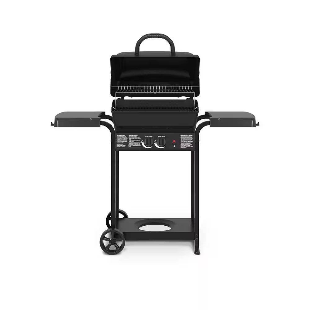 Huntington 2-Burner Cast Aluminum Propane Gas Grill, Black D7438