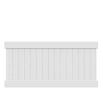 Veranda Linden White Vinyl Privacy Fence Panel Kit 8 ft. W J4973