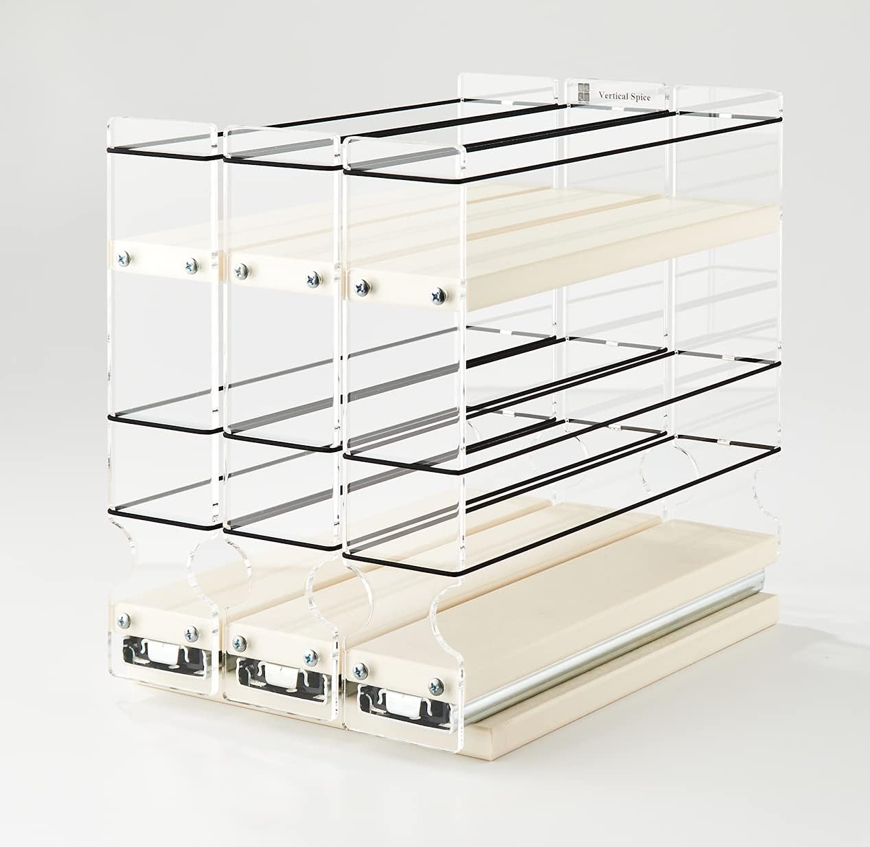 Vertical Spice 222x1.5x11 DC Spice Rack 3 Drawers Cabinet Mounted O1808