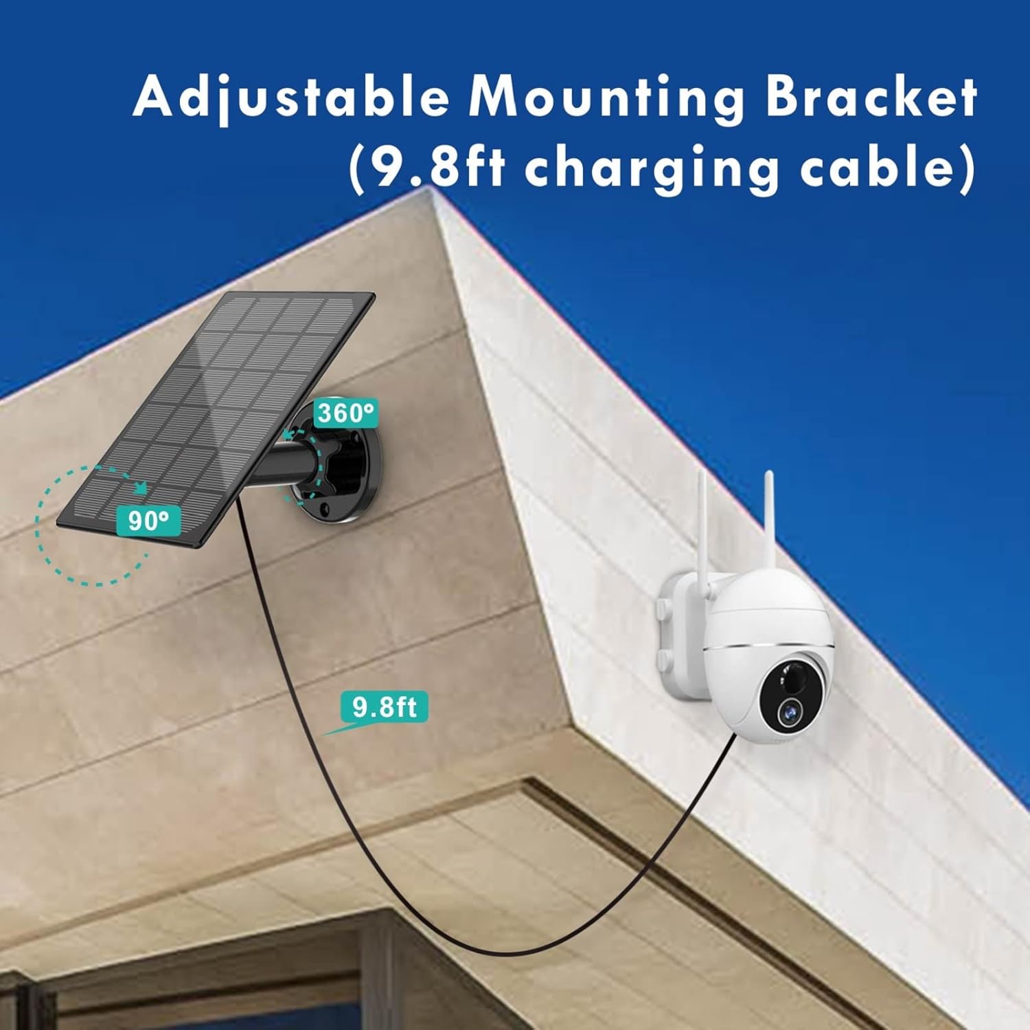 Solar Panel for Wireless Outdoor Security Camera, 5V Rechargeable, Continuous Power (No Camera) T639153
