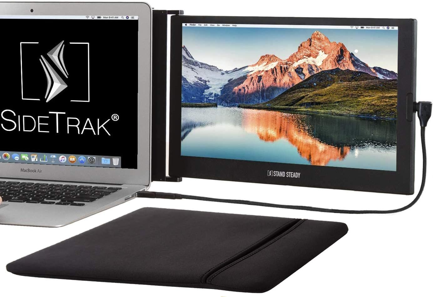 SideTrak Slide Portable Monitor 12.5 Screen with Carrying Case - Attaches to Your Laptop for Easy Travel - Efficient USB Power - Fits Mac and PC 13-17 Laptops - Full HD IPS Display (Patent Pending)
