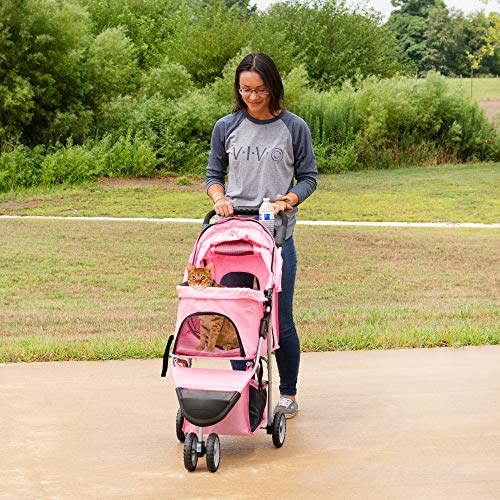 VIVO Black 3 Wheel Foldable Pet Stroller for Cat and Dog H9764