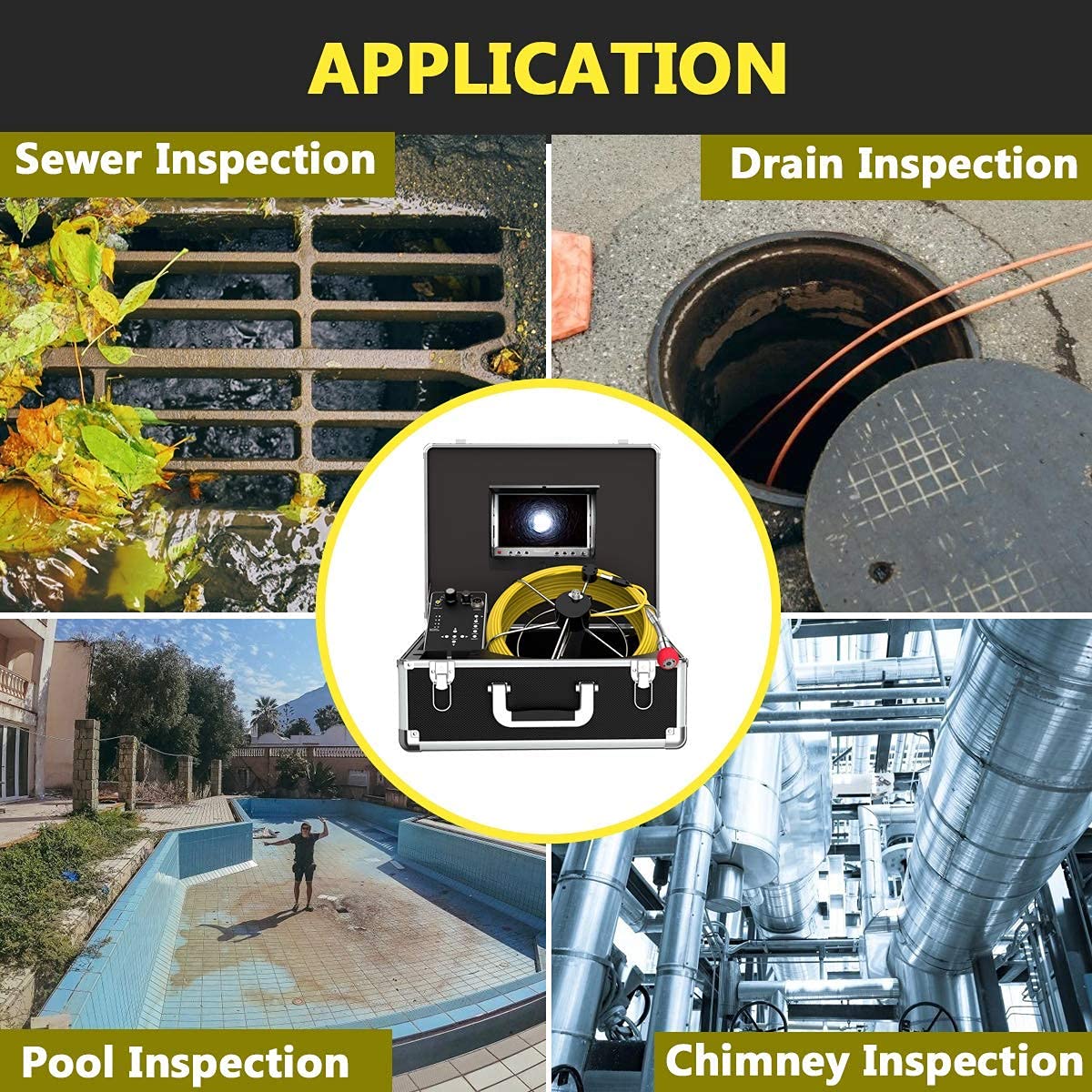 Anysun 100ft Sewer Camera with Locator, 7" LCD Monitor, IP68 Waterproof Z99821