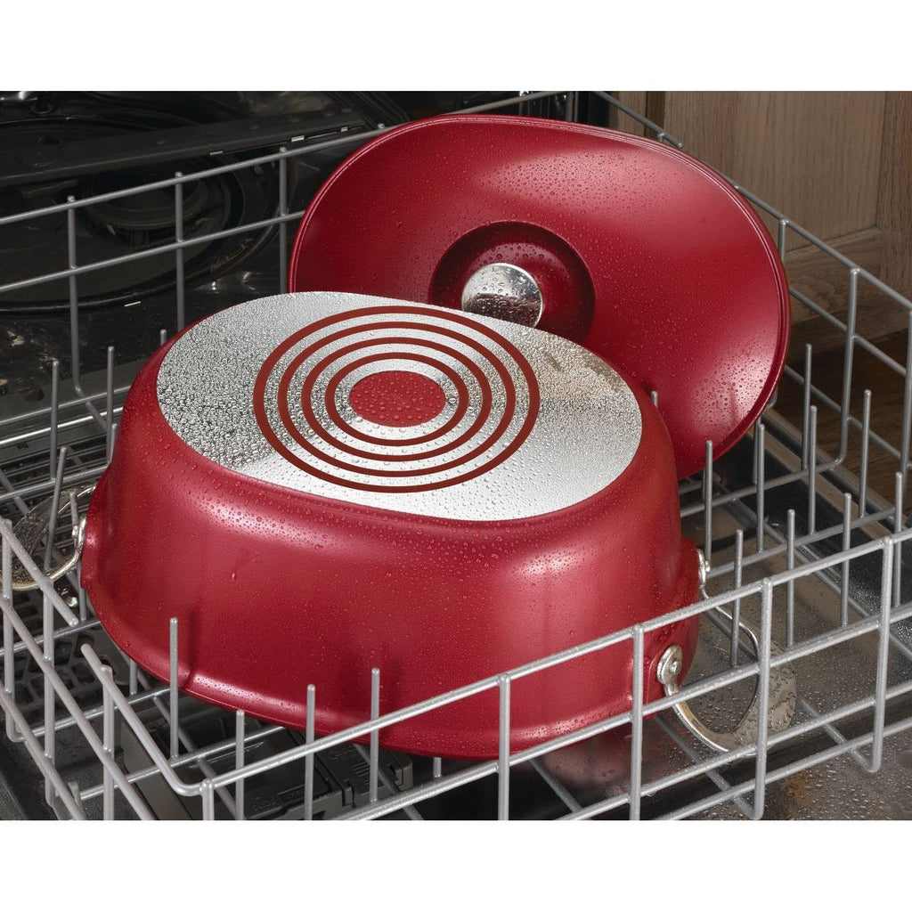 T-Fal Oval Covered 6.3Qt Cast Aluminum Pot, Red T868