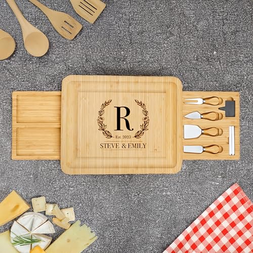 Personalized Charcuterie Board, Custom Bamboo Engraved Cheese Board S586772