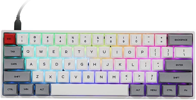 Epomaker SK61S 61 Keys Bluetooth 5.1 Hot Swappable Mechanical Keyboard with RGB Backlit, NKRO, Water-Resistant, Type-C Cable for Win/Mac/Gaming (Gateron Optical Blue, Grey)