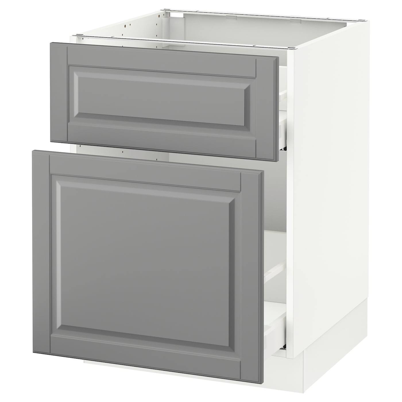 IKEA - SEKTION Base cabinet/p-out storage/drawer, White Maximera/Bodbyn Gray, 24x24x30 69034601