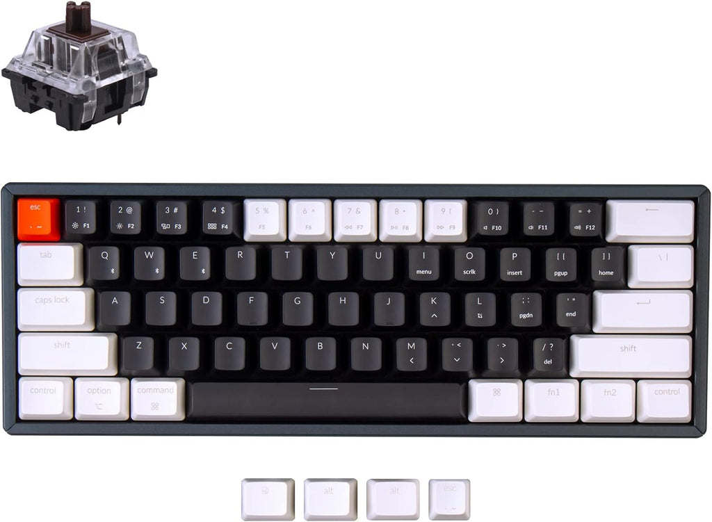 Keychron K12 60% Layout Bluetooth Wireless/USB Wired Mechanical Gaming Keyboard with Keychron Mechanical Brown Switch Aluminum Frame, Compact 61-Key Computer Keyboard for Mac Windowss