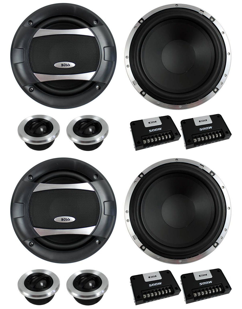4) Boss Audio PC65.2C 6.5x22 1000W Car 2 Way Component Speakers Audio Set PC652C