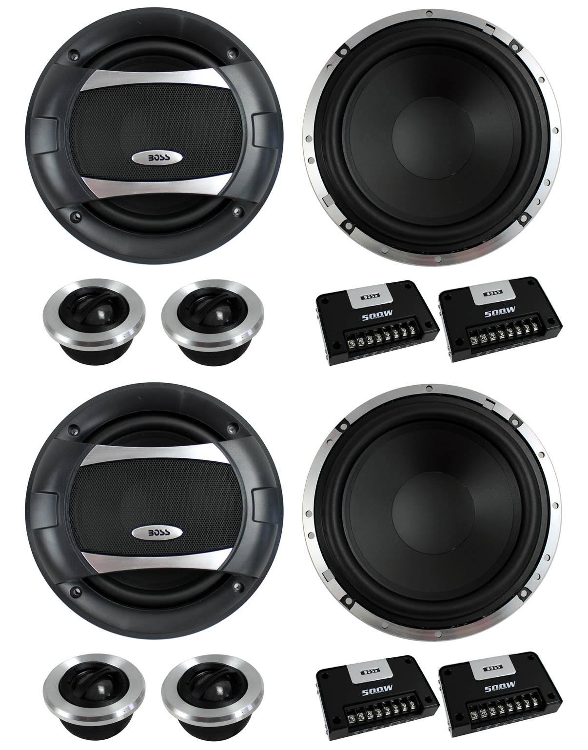 4) Boss Audio PC65.2C 6.5x22 1000W Car 2 Way Component Speakers Audio Set PC652C