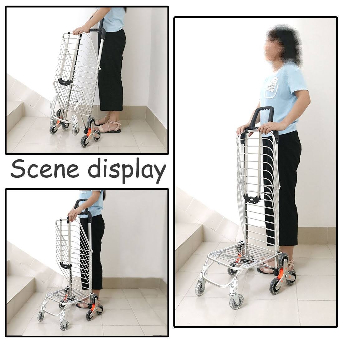 Unique Bargains Stair Climber Folding Shopping Cart with Swivel Wheel Z365488