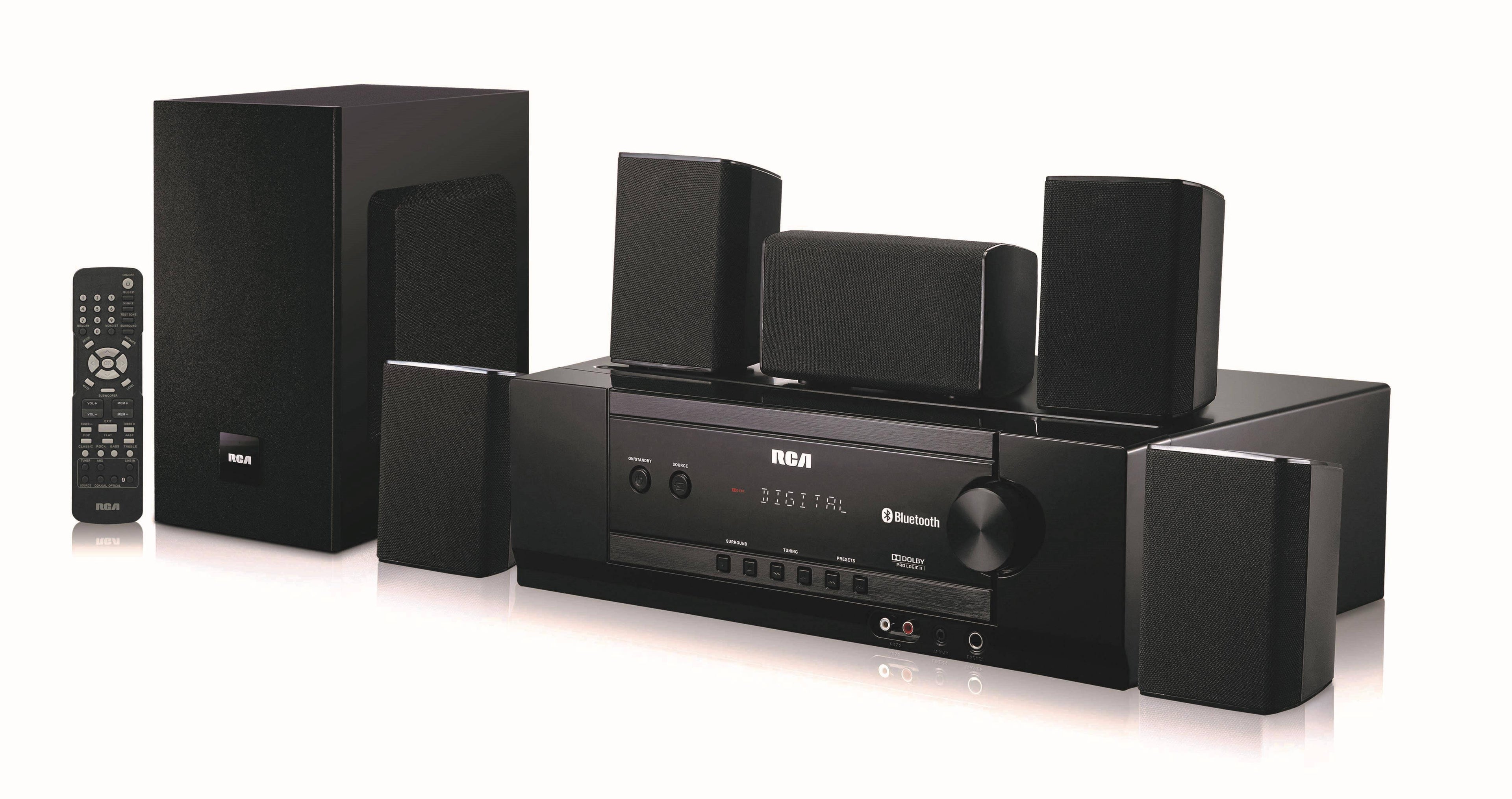 RCA 1000-Watt Audio Receiver Home Theater System - Digital 5.1 Surround Sound u0026 Am/fm Tuner, (USB Playback)