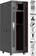 Sysracks Server Rack 42U Network Enclosure 39 inch Deep Data Cabinet on Wheels - Fully Locking Network Rack - Thermostat - LCD Screen - Power Strip