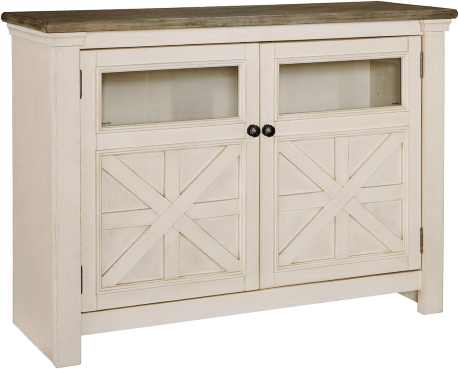 Signature Design by Ashley Bolanburg Farmhouse TV Stand for TVs up to 72, Whitewash A9526