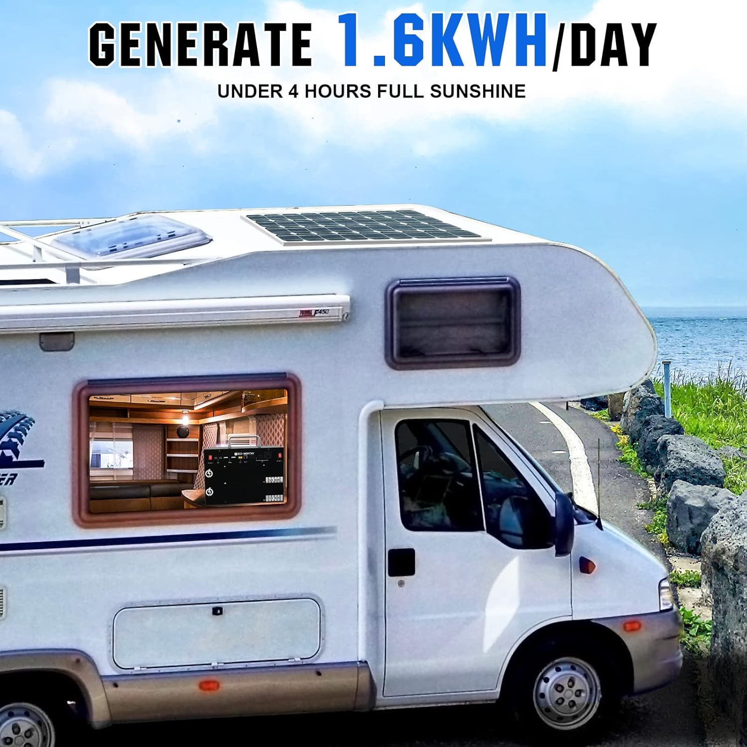 ECO-WORTHY 400W 1.6KWH Complete Solar Power System for RV Camper Marine Emergency J81841