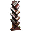 Bathwa Tree Bookshelf, 9-Shelf Tree Bookcase Wood Bookshelves, Floor Standing Tree Bookcase in Living Room Home Office, Tree She