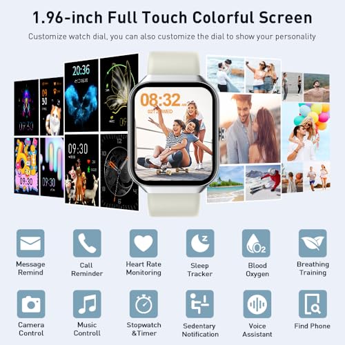 Smart Watch 1.96 HD Fitness Tracker with Heart Rate Monitor for Men Women X2198