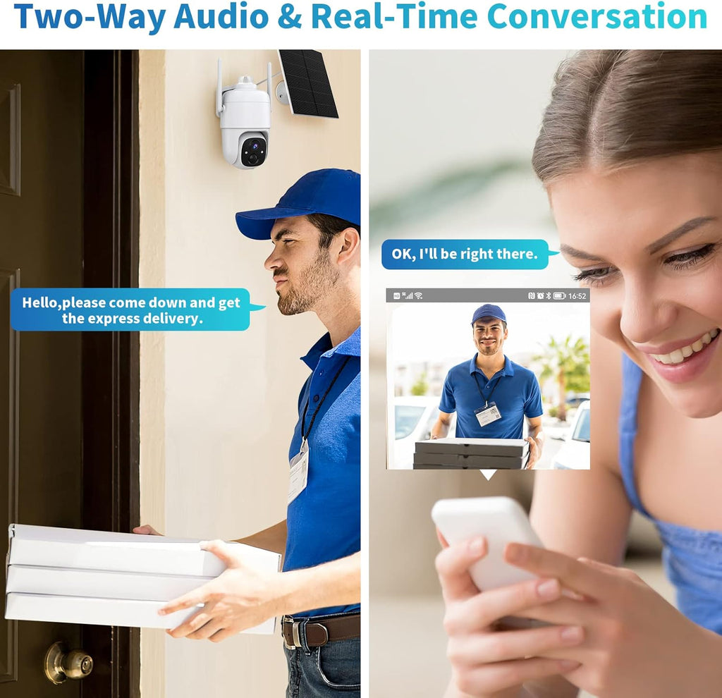 Hawkray Security Camera Wireless Outdoor, Solar Powered, Pan Tilt, Color Night Vision D398804