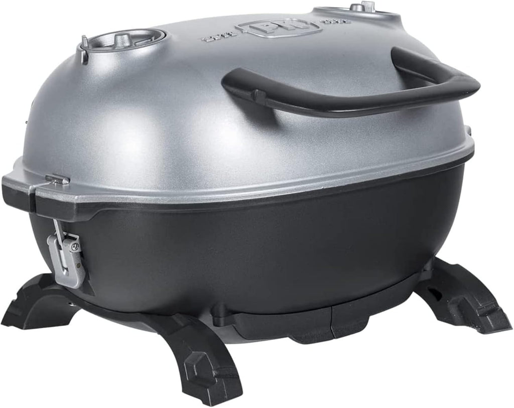 PK Grills PKGO Portable Charcoal BBQ Grill and Smoker with Lid, Cast Iron Aluminum Outdoor Kitchen Cooking Mini Barbecue Grills for Camping, Grilling, Tailgating, Grey PK PK200-SFL