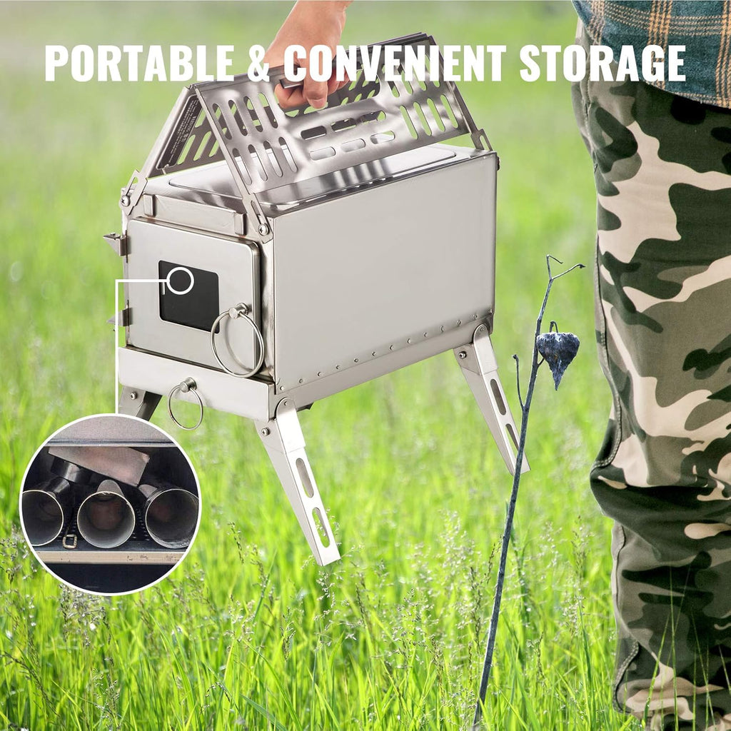 Happybuy Tent Wood Stove 304 Stainless Steel Portable Camping Stove X43082
