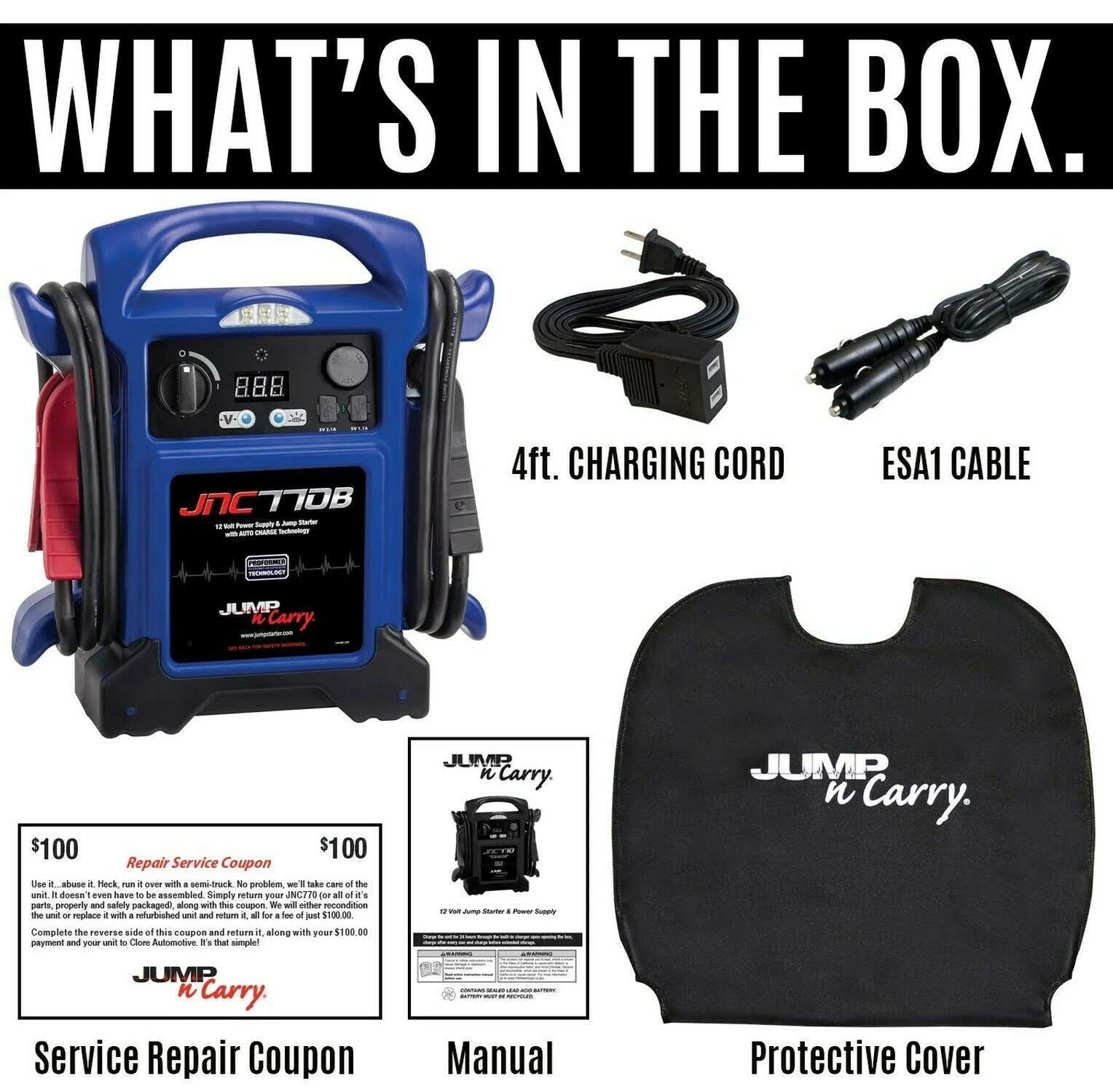 Jump-N-Carry Jnc770b 1700 Peak Amp 12-Volt Jump Starter - Blue N809