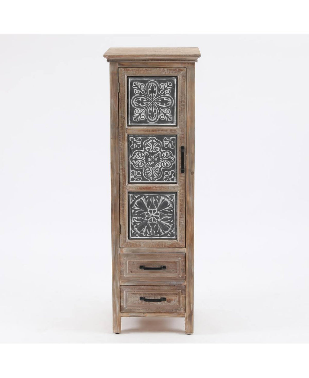 LuxenHome Metal and Wood Tall Tower Cabinet
