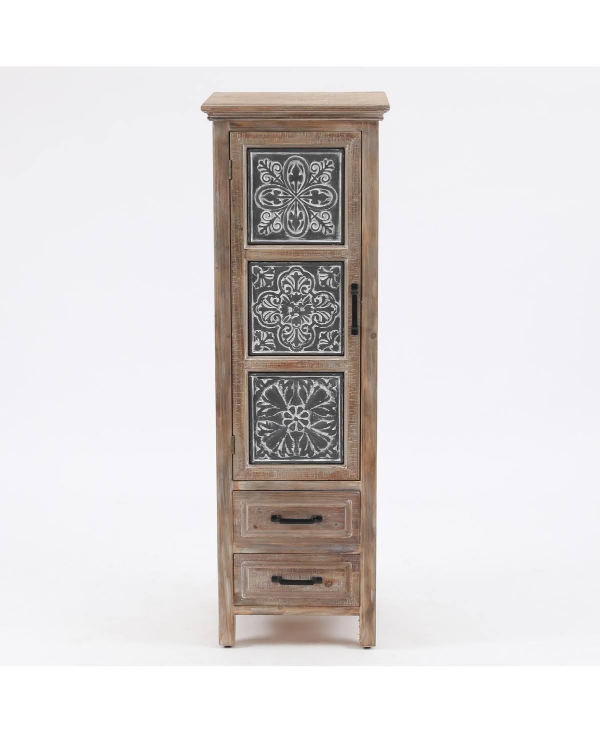 LuxenHome Metal and Wood Tall Tower Cabinet
