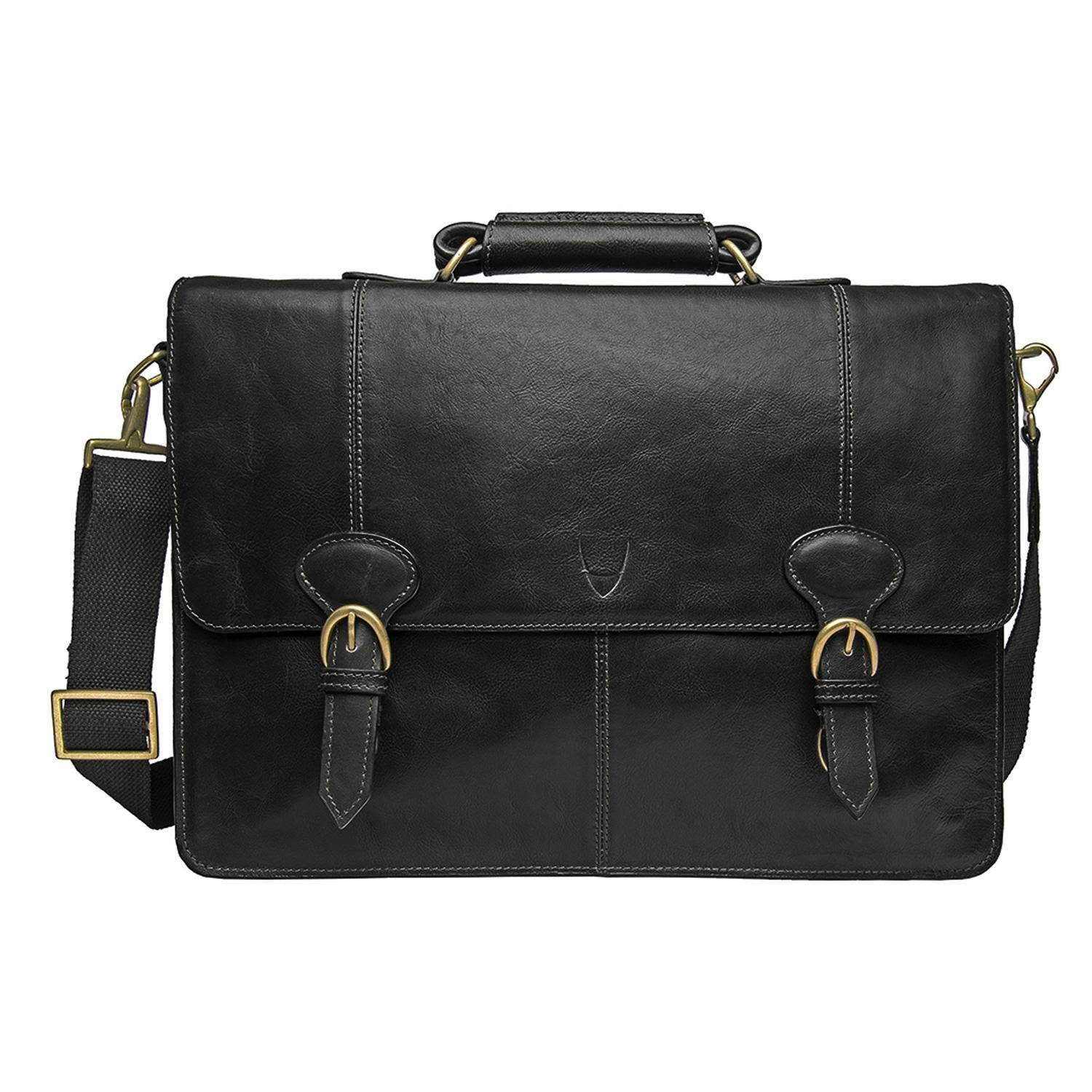 Hidesign Parker Leather Laptop Briefcase Black Z122