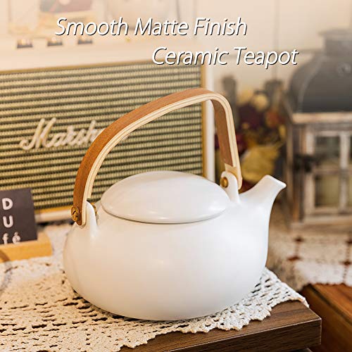 ZENS Modern Japanese Tea Set 27 oz Ceramic Teapot with 4 Cups F3504