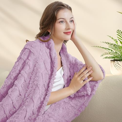 Lavender Spa Gift Basket with Flannel Blanket for Women Mom Sister Q9243