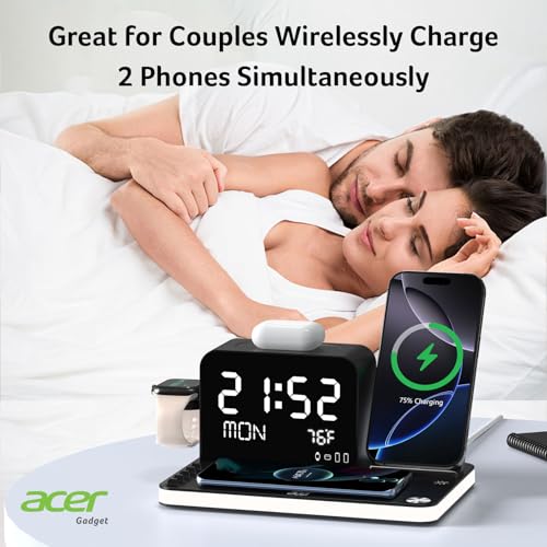 acer 7-in-1 Wireless Charging Station with Night Light and Time Display U851