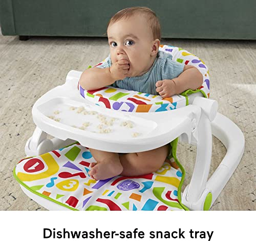 Fisher-Price Portable Baby Chair, Pink Kick & Play Deluxe Sit-Me-Up Seat with Piano Toy & Snack Tray O7962