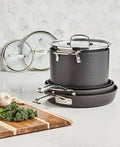 Belgique Stackable 10-Piece Nonstick Aluminum Cookware Set, Save Space in Your Cabinets Without