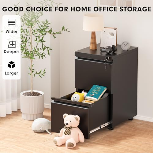Greenvelly 3 Drawer Mobile File Cabinet with Lock, Black Z901